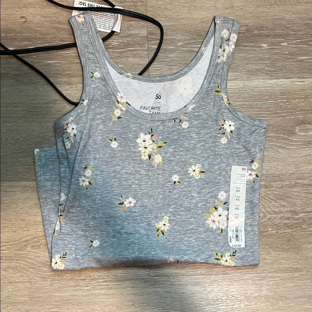 SO Women's Floral Gray Tank Top